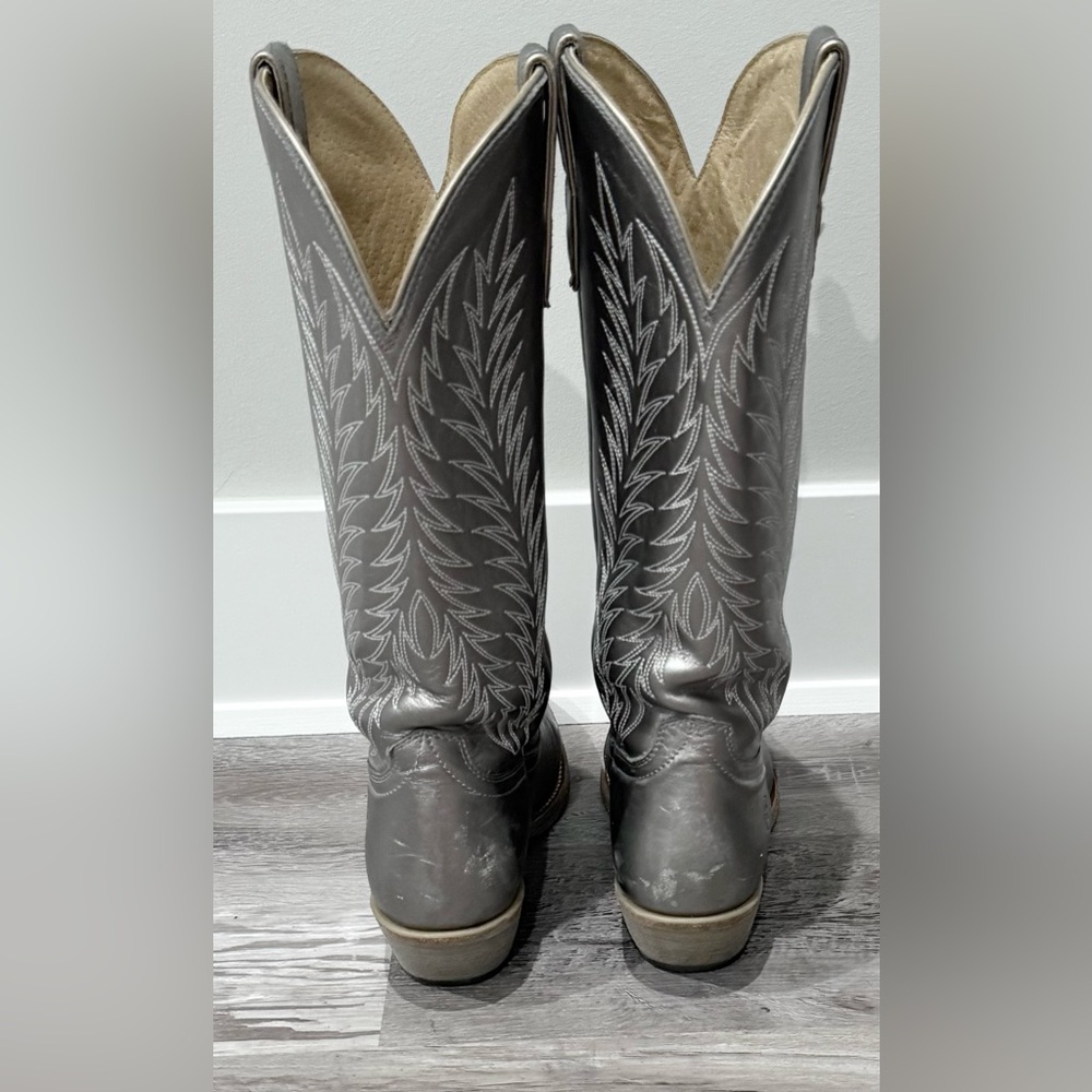 Ariat Metallic Gray Leather Western Heeled Boots - Picture 3 of 3